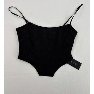 White Fox Black Corset Top Bustier Boned Y2K Coquette Going Out